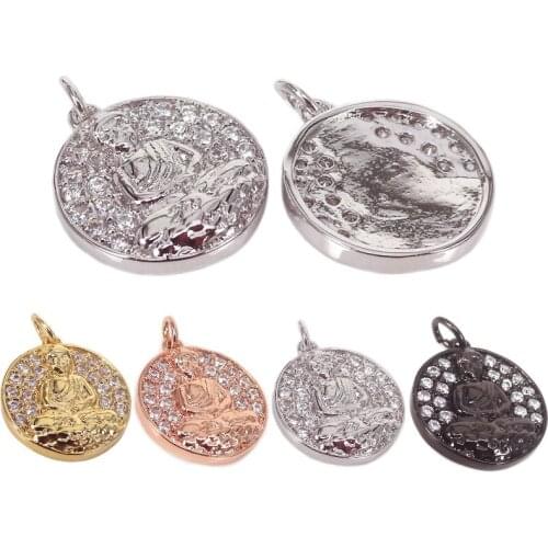 10pcs Pure Gold Color micro pave cz Religious Buddha Charms Goddess of Mercy Pendant Charms for yoga bracelet zen Jewelry Making