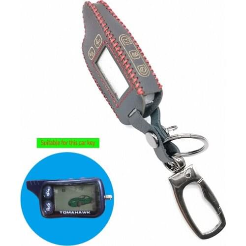 100% leather car key case for TZ9010 Way Tomahawk Car Alarm System TZ-9010 TZ-9030 TZ9030 Key Fob TZ 9010 9030 LCD Car wallet