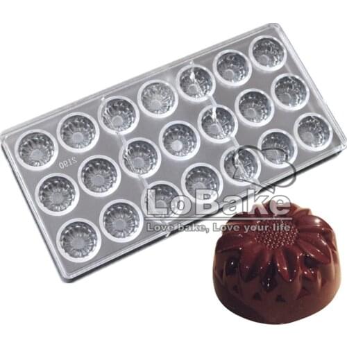 21 cavities half-ball chrysanthemum flower shape chocolate mould PC Polycarbonate mold candy fondant ice cube decorating tools