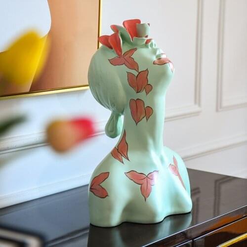 Home Decor Accessories Looking Up At The Flower Girl Sculpture Ornament Abstract Figure Statue Wedding Gifts Resin Sculpture