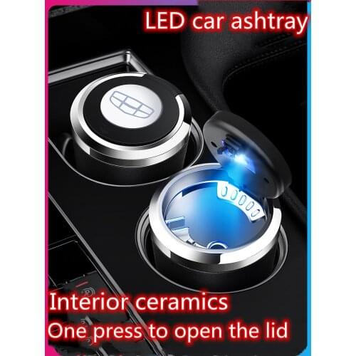 Car LED Ashtray For Geely Emgrand GSGL Borui Binyue Vision Bin Rui Borui Ceramic Liner Ashtray 1PC Automotive Interior