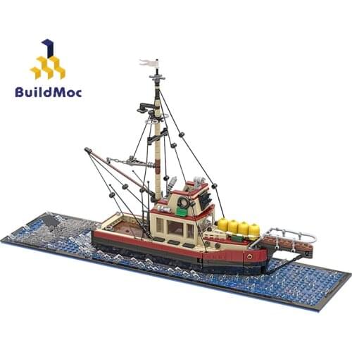 BuildMoc Expert Sets Fishing Boat Building Blocks MOC Cruise Ship Ocean Exploration Boat Bricks Toys For Children Gifts