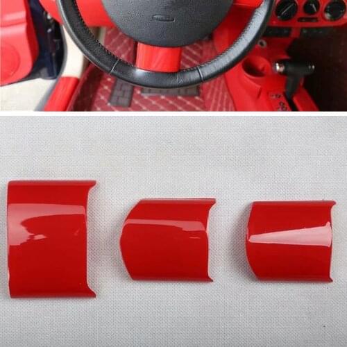 Fit For Volkswagen Beetle 2003-2010 3PCS Red ABS Car Interior Steering Wheel Cover Trim Moldings Car Styling Accessories
