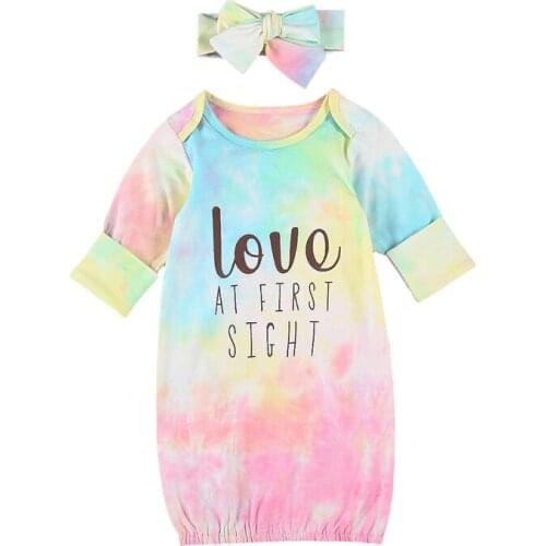 Pudcoco Baby Rompers Headband Sleep Letter Multicolor Printed Round Neck Soft Stylish Fashion Clothing