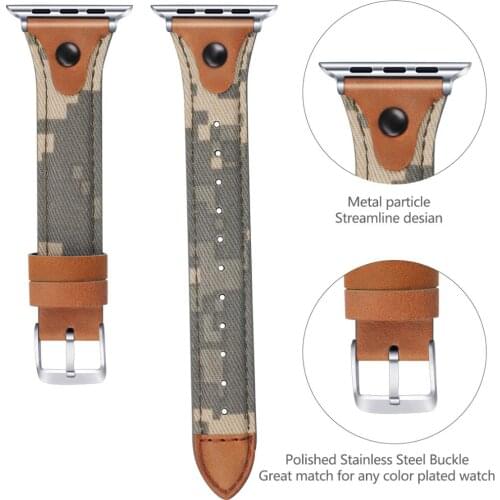 For Apple Watch Canvas Leather Watchbands Luxucy Women Replacement Bracelet Strap Universal Adjustable Wrist Strap Accessories