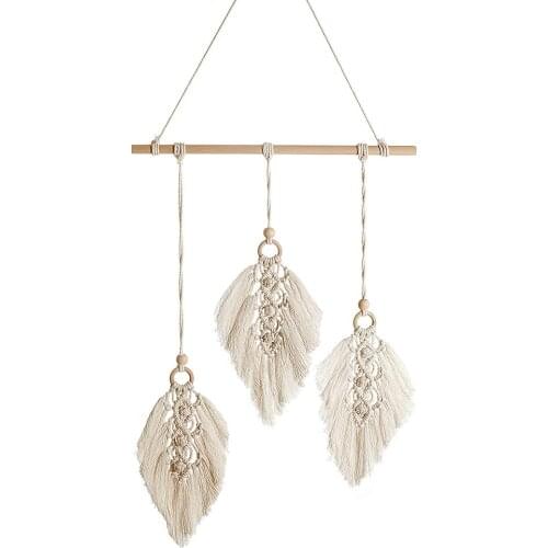 Home Tapestry Wall Hanging Cotton Leaves Hand Woven For Bedroom Wedding Handmade Leaf Decoration