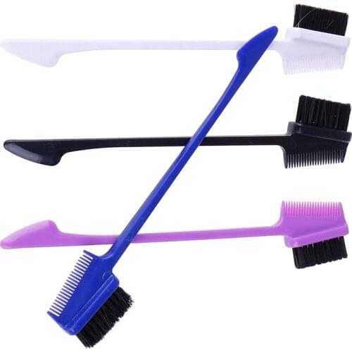 Double Sided Edge Control Brush Eyebrow Comb Portable Eye Brow Eyelash Brushes Tool