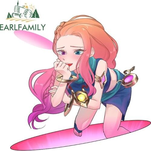 EARLFAMILY 13cm x 12.5cm for Lovely Girl Car Stickers Sunscreen Anime Decals Scratch-Proof Refrigerator Motorcycle Decor