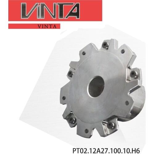 Free shipping Indexable milling cutter PT02.12A27.100.10.H6 matched inserts XSEQ12T3 side and face milling cutter disc PT02