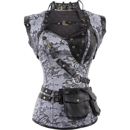New Steampunk Corsets Sexy Body Shaper Bustier Top Shawl Suit Overbust Corset Women Waist Cincher Gothic Clothes Plus Size S-6XL