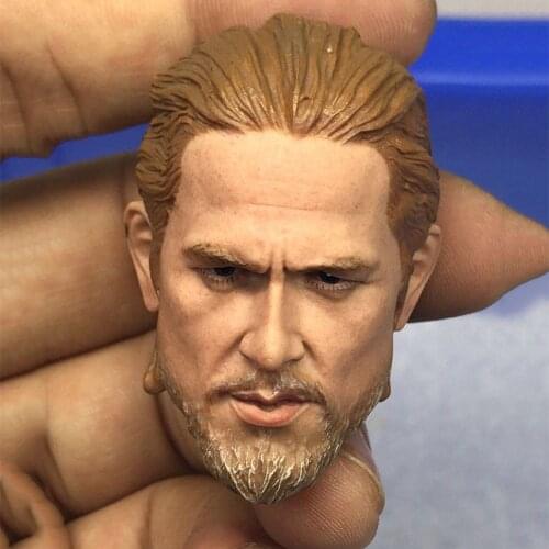 1/6 Scale Male soldier Head Scuplt Model Sons of Anarchy Charlie Hunnam Head Carved for 12 inches Action Figure Body Accessories