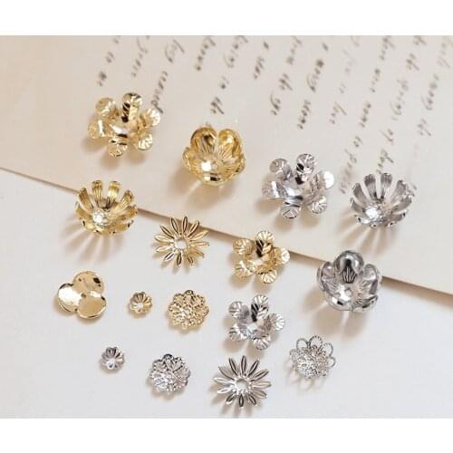 Copper End Cap Charms High-quality Plating Flowers Charms 10pcs/lot For DIY Fashion Jewelry Making Supplies Wholesale Bulk Items