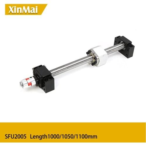 CNC Ballscrew Set 1000-1100mm : 20mm Ball screw SFU2005 End Machined + RM2005 Ball Nut + BK15 BF15 End Support+ coupler 6.35x12