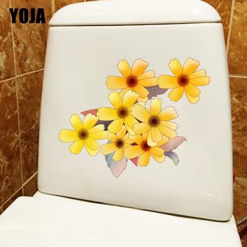 YOJA 21.4X18.9CM Blooming Yellow Flower Cartoon Home Wall Decor Decal Kids Room Toilet Sticker T1-1494