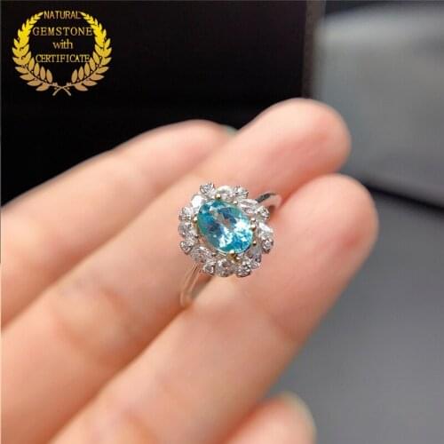 Natural Apatite Ring S925 Sterling Silver Ring Fashion Jewelry Women’s Gift Simple Jewelry Birthstone Super Beautiful Color