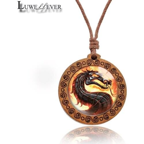 New 549 Dragon Glass Necklace Bracelet 25mm 30mm Double Sided Round Glass Cabochon Jewelry For Unisex Charm Pendant