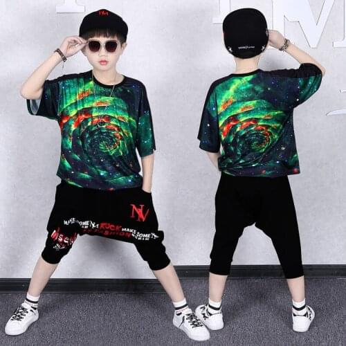 4-14 Years Summer Boy Clothing Set 2021 New Fashion Casual Active T-shirt+ Pant Kid Children Boy Teenager Clothing