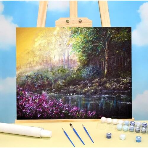 Natural Scenery Floral Waters DIY Painting By Numbers Set Oil Paints 50*70 Oil Painting New Design For Children Art