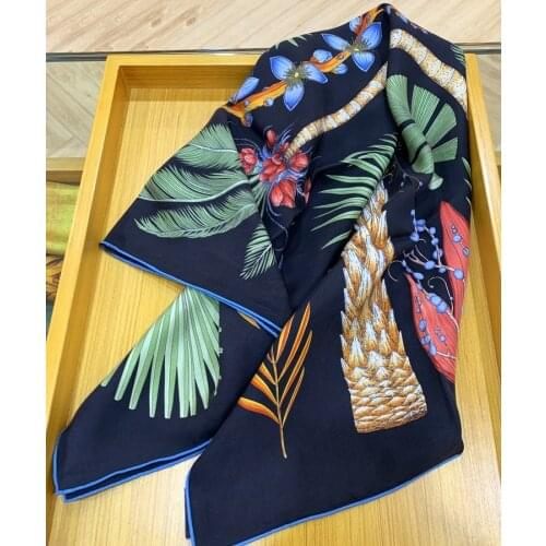 Real Pure Twill Silk Scarf Women Fashion Foulard large square silk Head Neck scarf Shawls Wrap ladies Hijab New IN 90*90 cm