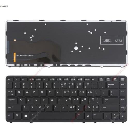 US New Replacement Keyboard for HP EliteBook 840 G1 850 G1 840 G2 850 G2 Laptop Black Frame Black Key with Backlit NO Pointer