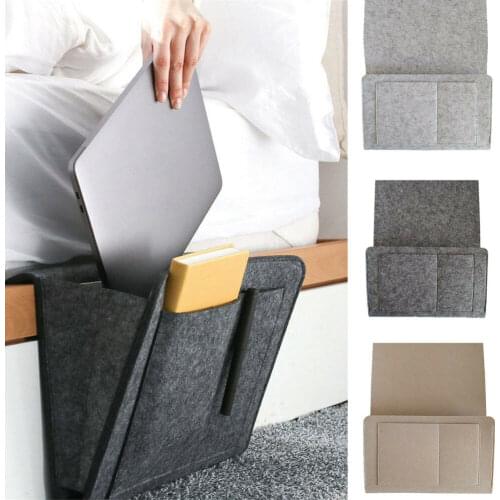 New Fashion Felt Bedside Storage Bag Organizer Caddy Bed Tidy Pocket Pouch Book Laptop Phone