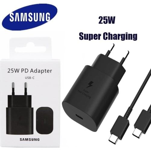 For Samsung S21 Note 20 10 A70 Super Fast Charger Cargador 25W EU Power Adapter For Galaxy Note20 S20 A90 A80 S10 5G TypeC Cable
