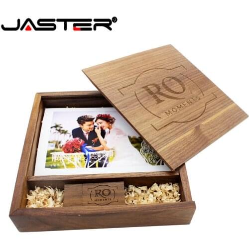 JASTER maple Photo Album Wood usb+Box Memory stick Pendrive 8GB 16GB 32GB 64GB Photography gift free LOGO (170*170*35 mm)
