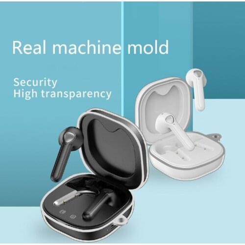 Protective Housings Case with Keychain, Transparent TPU Case Skin Cover for-SoundPEATS Trueair2 + Earphone Case