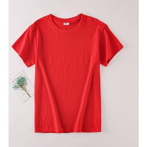 Zuolunouba Casual Red Cotton 100% Women T-shirt Solid Color Harajuku Tees Female Short Sleeve Plus Size Fashion Summer Tops