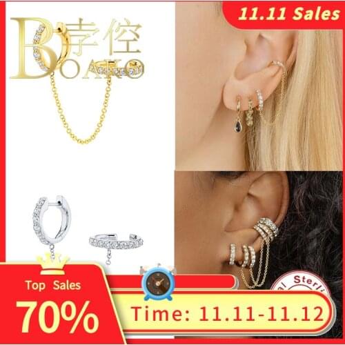 BOAKO Tassel Diamond Earrings For Women 925 Sterling Silver Earings Dangle Earcuff Pendientes Piercing Jewelry Oorbellen #9.2
