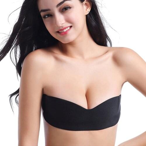 Sexy Blackless Sticky Bra Women Invisible Brassiere Strapless Bra Adhesive Push Up Bra Silicone Nipple Cover Breast Lift Up Tape