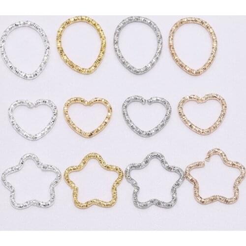 50pcs 16.5mm Gold Star Jump Rings Twisted Split Rings Connectors Diy Craft Charms Spacer Beads Jewelry for Making