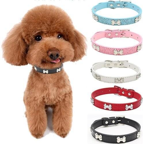 1PC Pet PU Leather Dog Collar Popular Pet Supply Dog Supplies Alligator Bone Pet Necklace For Small Medium Dog