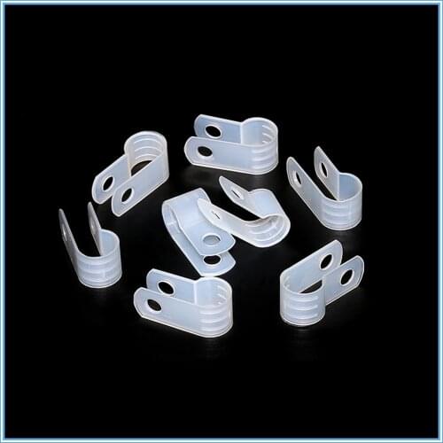 100pcs 10.4mm white wire clip insulation card R type wire clip fixed plastic clip wiring fixed button