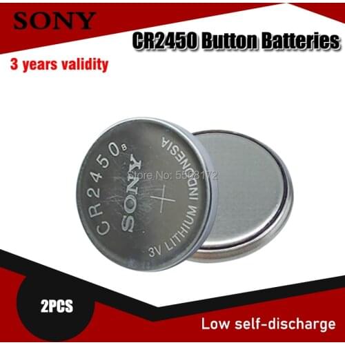 2PCS 100% Original Sony CR2450 CR 2450 3V 550mah Lithium Batteries For swatch watch Car key clocks Pedometer Button Coin Cell