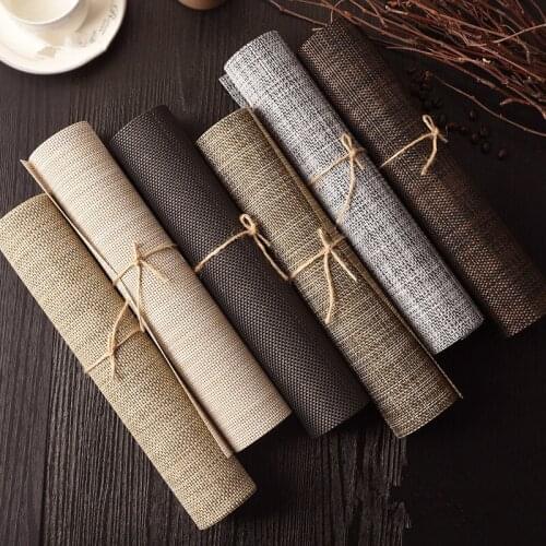 4/6Pcs Kitchen Simple Pure Color Placemat PVC Dining Table Mat Table Placemats For Table Decoration Accessories Coaster Pad