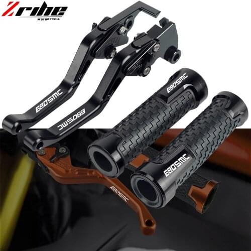 Motorcycle CNC Aluminum Adjustable Folding Brake Clutch Levers Handlebar Hand Grips for 690SMC 690 SMC 2008 2009 2010-2013