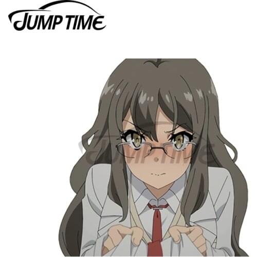 JumpTime 13 x 5.3cm Embarrassed Futaba Bunny Girl Senpai Car Stickers Helmet Camper Graffiti Creative Scratch-proof Window Decal