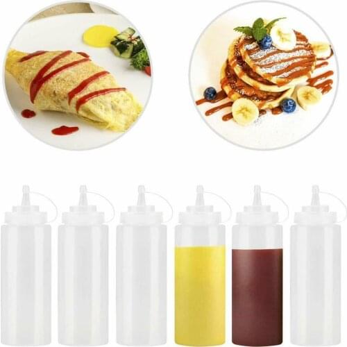 BBQ Ketchup Sauce 240ml Dispenser Bottles Dispensing Bottle Mayonnaise Squeeze Jar with Cap Safe Plastic White Kitchen Tools