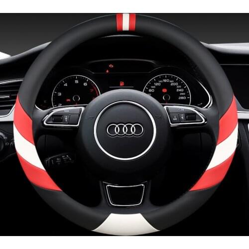 Car leather Steering-wheels Cover 37 38cm 15" non slip for Audi A1 A2 A3 A4 A5 A6 A7 A8l Q2 Q3 Q5 Q7 S1 S2 S3 Sportback Avant