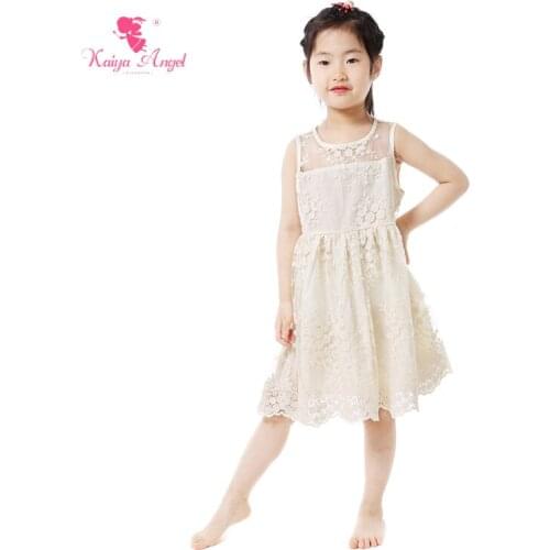 Kaiya Angel Kids Clothes Flower Girl Dresses For Kids Girls 2017 New Princess Dress Ivory Sleeveless Lace Baby Girls Dress