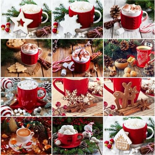 EverShine Diamond Mosaic Christmas Cross Stitch Diamond Painting Cup Picture Rhinestones Landscape Handmade Hobby Gift Wall Art