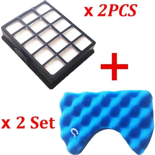 2PCS Dust Hepa Filter + 2 Set Blue Sponge Filters for Samsung DJ97-00492A SC6520 SC6530/40/50/60/70/80/90 SC68 Vacuum Cleaner