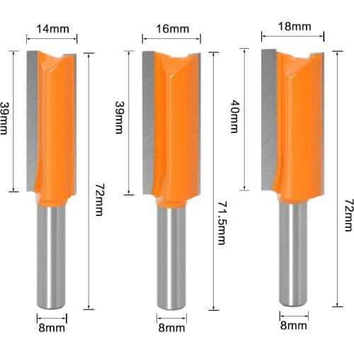 8mm Shank The diameter of 14 16 Double Flute Straight Bit Milling Cutter for Wood Tungsten Carbide Router Bit Woodwork Tool