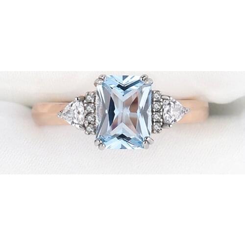 925 Sterling Silver Wedding Rings Gemstone Blue Topaz Rose Gold Plated For Women Luxury Elegant Fine Jewelry Unusual Accessories