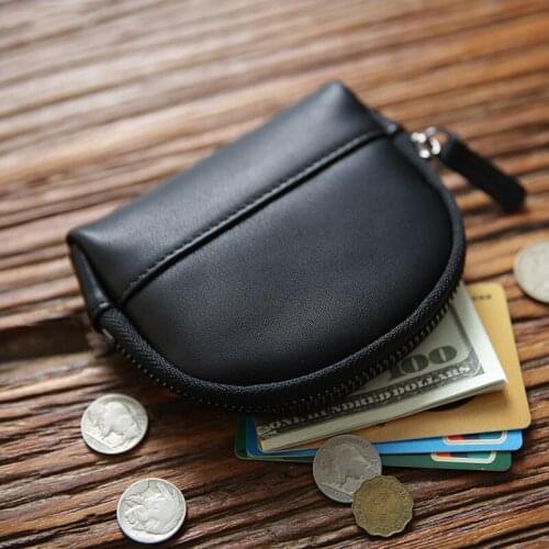 100% Genuine Leather Coin Purse For Men Women Vintage Handmade Small Wallet Money Bag Storage Bags Card Holder Pocket Pouch Case