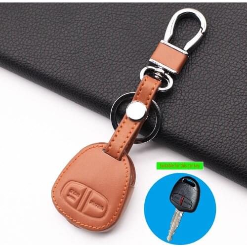Classic Style Leather Cover Wallet For Mitsubishi Outlander ASX Colt LANCER Grandis Pajero Sport 2 Buttons Key Case
