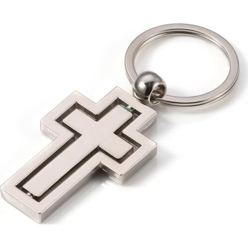 Metal Car Keyring Cross Rotatable Stainless-steel Brand-new Cute Zinc Alloy Oem Useful Gifts Car Styling Repair-parts