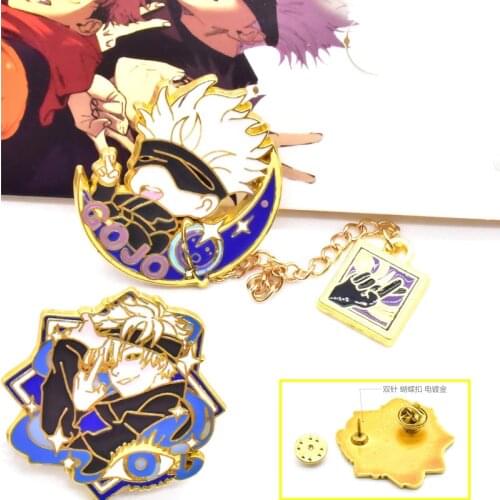 Anime Jujutsu Kaisen Gojo Satoru Cosplay Cartoon Costume Props Metal Badge Pin