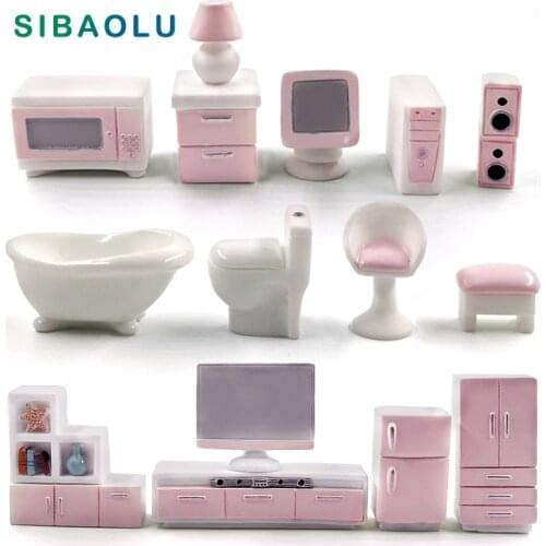 10pcs Furniture Household Appliances House Miniature Figurine Dollhouse Decoration cartoon people cake ornament DIY accessory